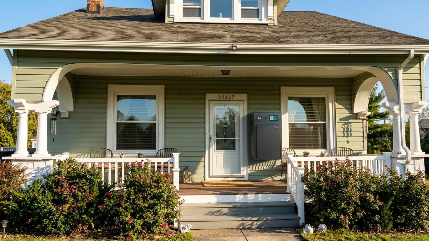 Ahln One protecting packages at a compact American entryway